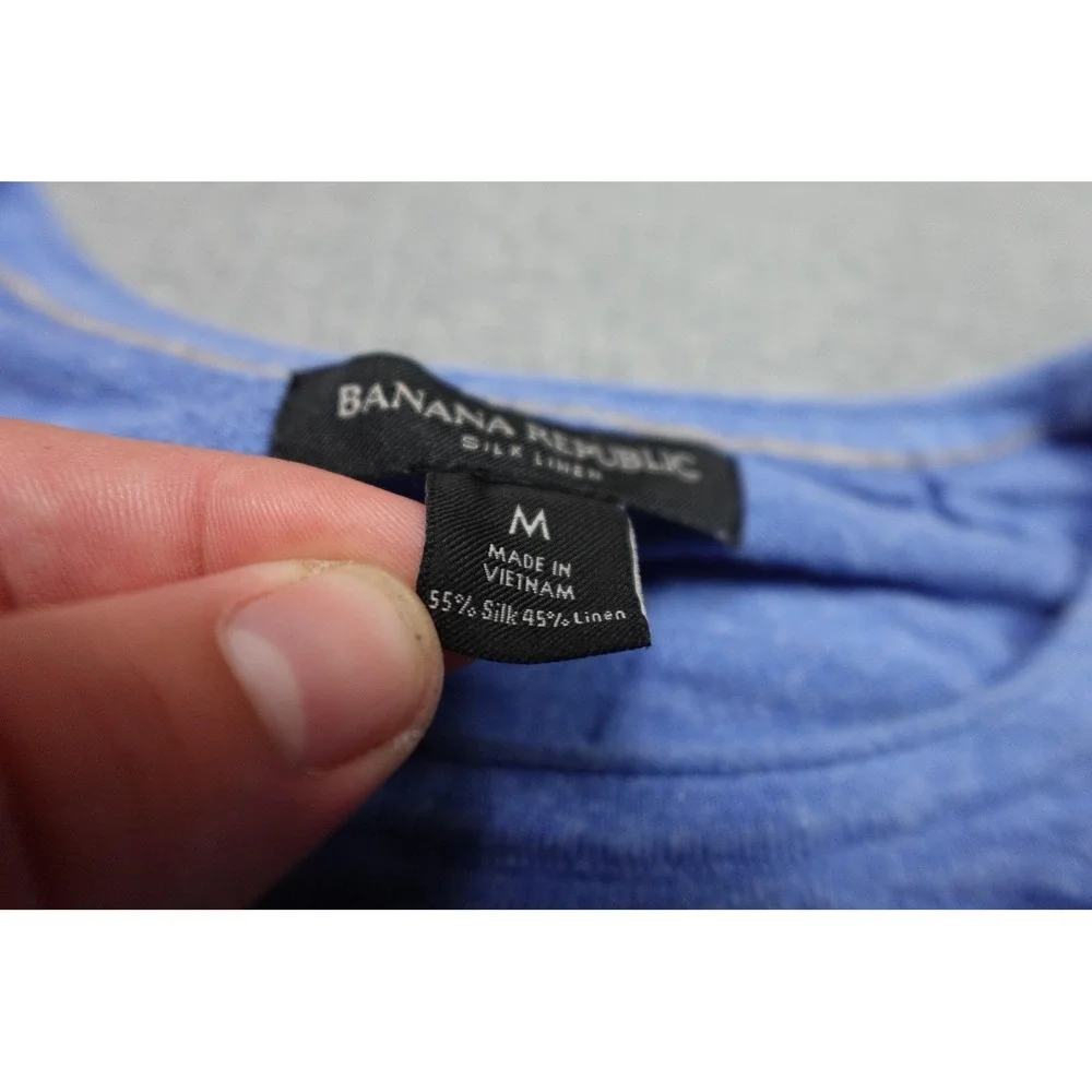 Banana Republic Sweater Mens Medium Blue Silk Linen Lightweight Crewneck Soft